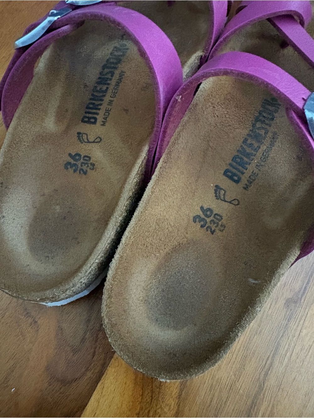 Birkenstock Women’s Fuchsia Multi-Strap Cork Sandals - Picture 9 of 14